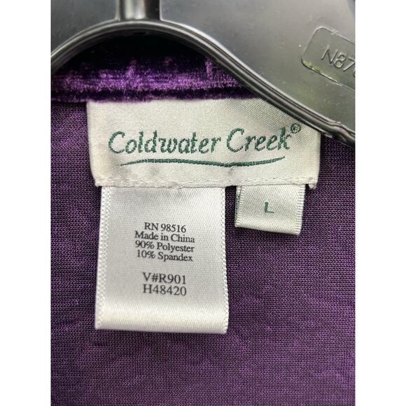 Coldwater Creek Shirt Jacket Womens Large Purple Velvet Sunburst Textured Button - Picture 4 of 8